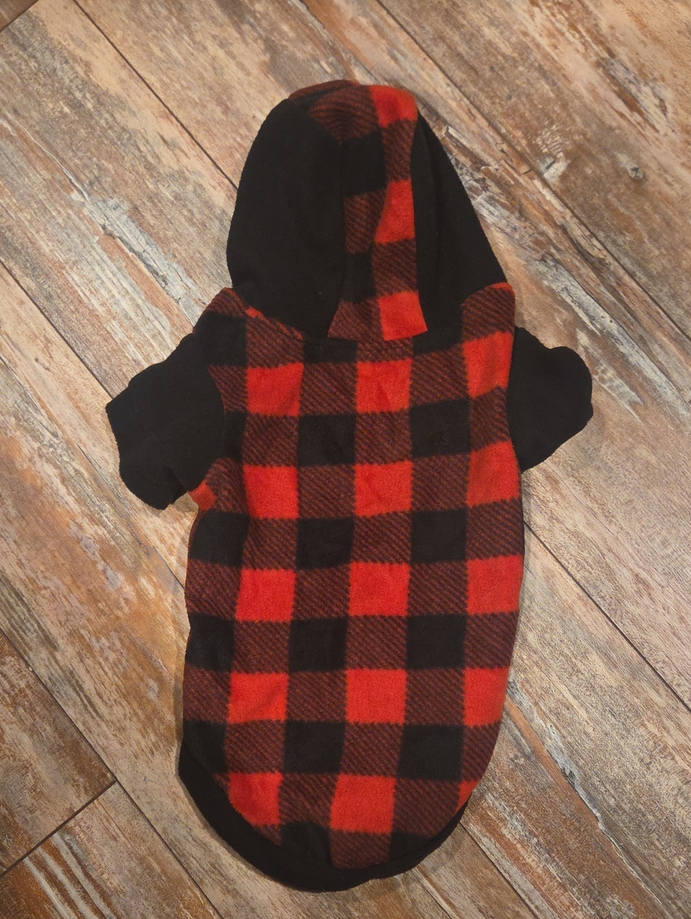 Red & Black Buffalo Plaid Hooded Dog Coat